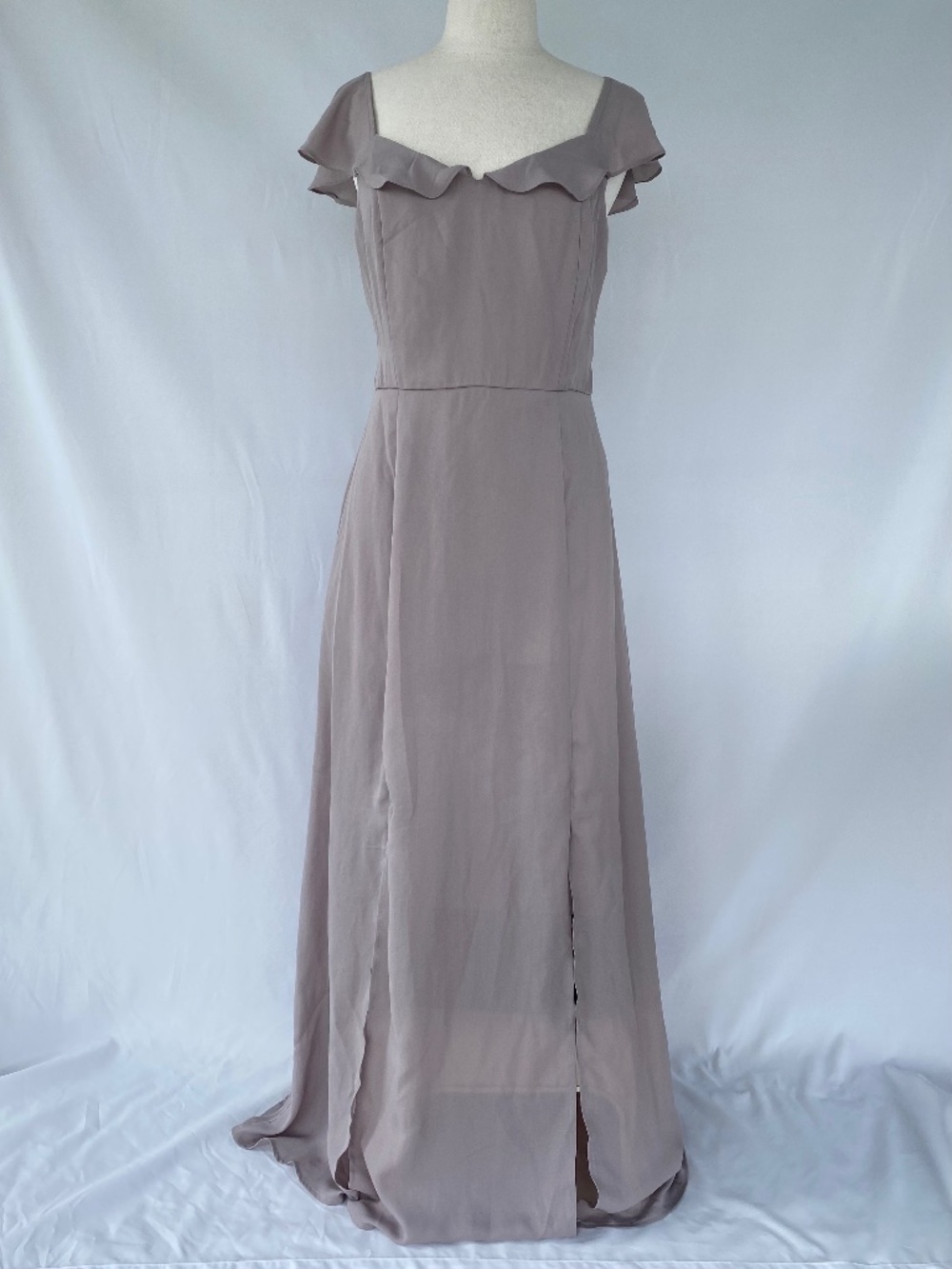 Francesca’s Grey Flutter Sleeve Tie Back Maxi Dress NWT